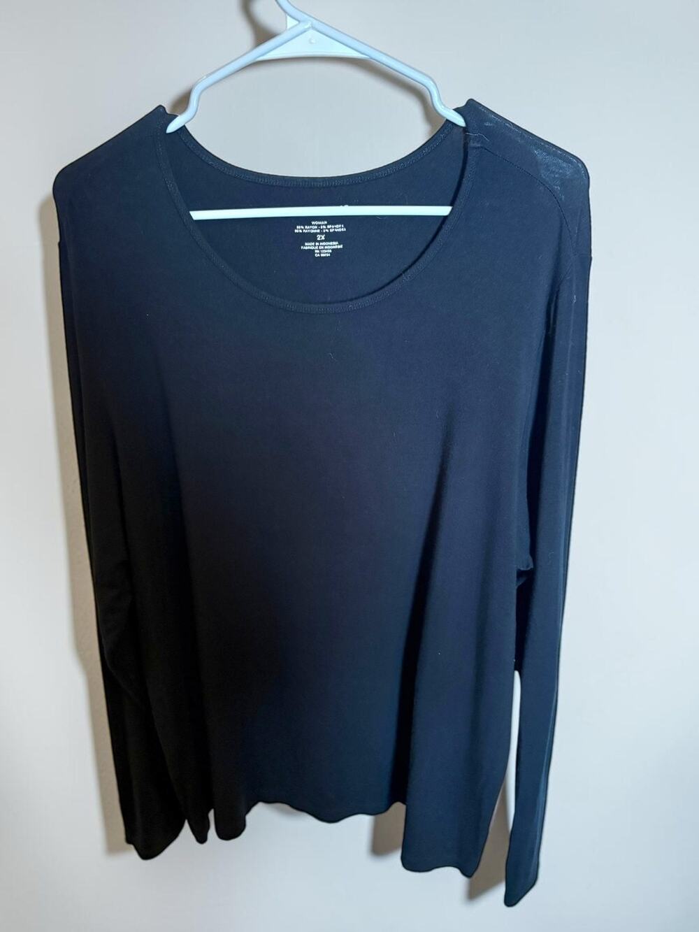 Lord & Taylor Top Basics Drapey Rayon Sz 2X Plus Black Scoop Neck
